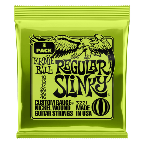 Ernie Ball Regular Slinky Electric Guitar Strings 3 Pack