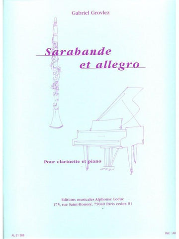 Grovlez Sarabande Et Allegro For Clarinet And Piano