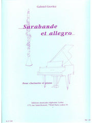 Grovlez Sarabande Et Allegro For Clarinet And Piano
