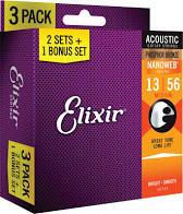 Elixir Nanoweb  Phosphor Bronze Acoustic Strings Medium 3 PACKS